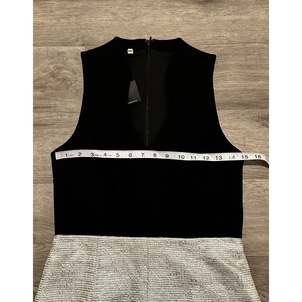 4 COLLECTIVE Black Sleeveless Mock Neck Cutout Sheath Dress Metallic Sparkle Sz6 - Picture 3 of 8